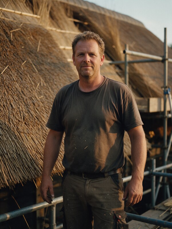 Portret van rietdekker Wim Aaftink